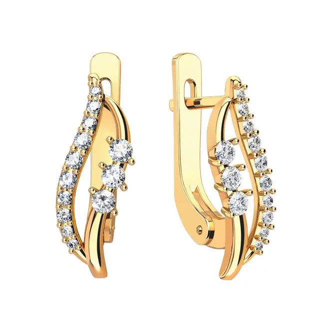 золотые серьги с фианитами