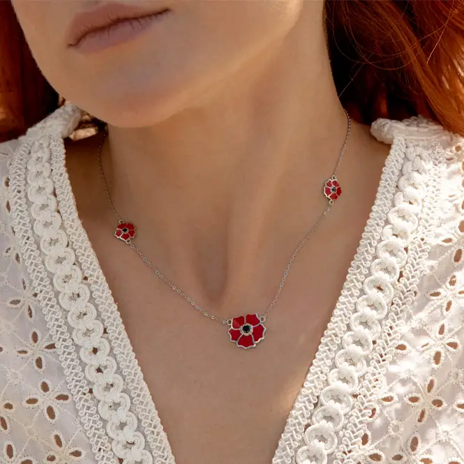 Серебряное колье с фианитами и эмалью