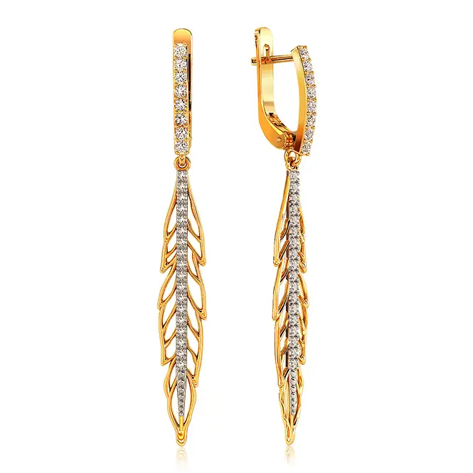 Золотые серьги с фианитами