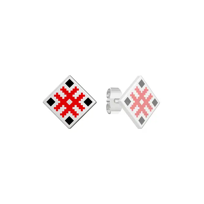 Одиночная cеребряная серьга с эмалью