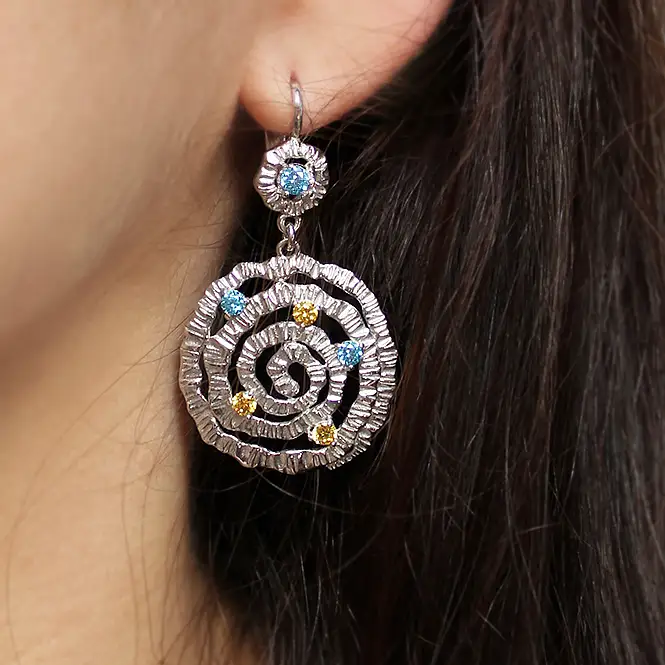 Серебряные серьги с фианитами