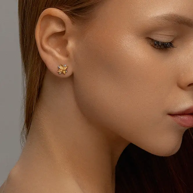 Серебряные серьги с золочением