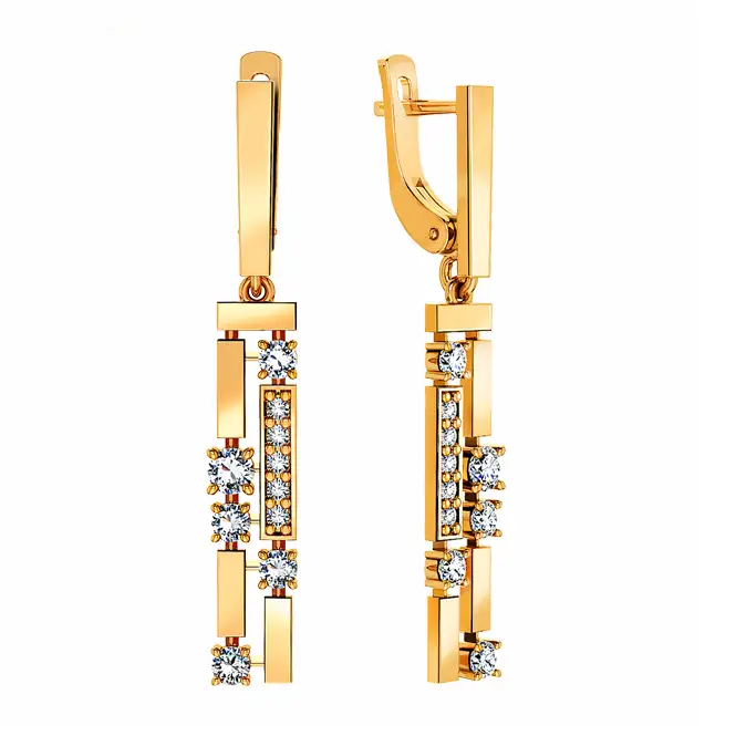 Золотые серьги с фианитами