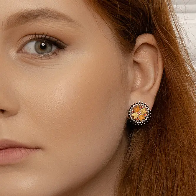 Серебряные серьги с золочением и фианитами