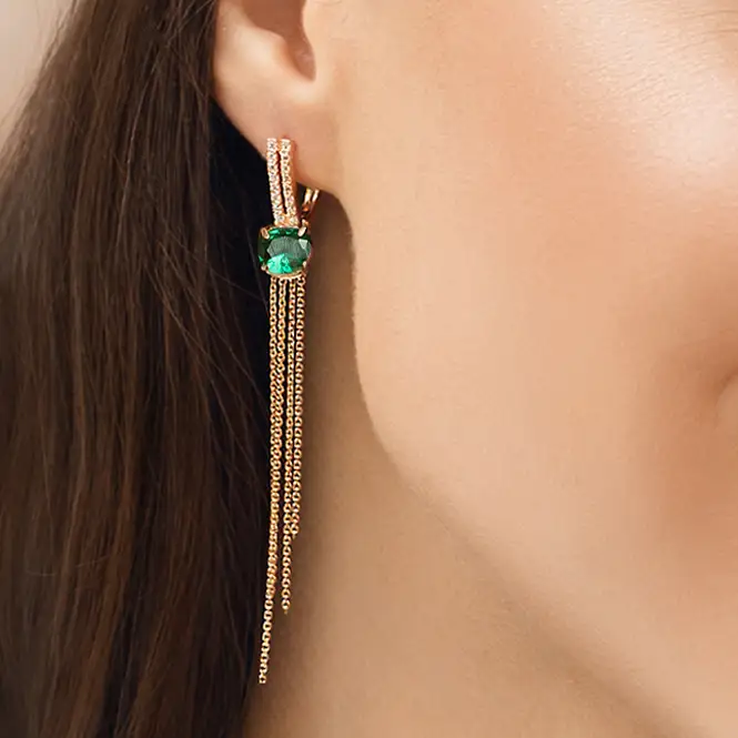 Золотые серьги с фианитами