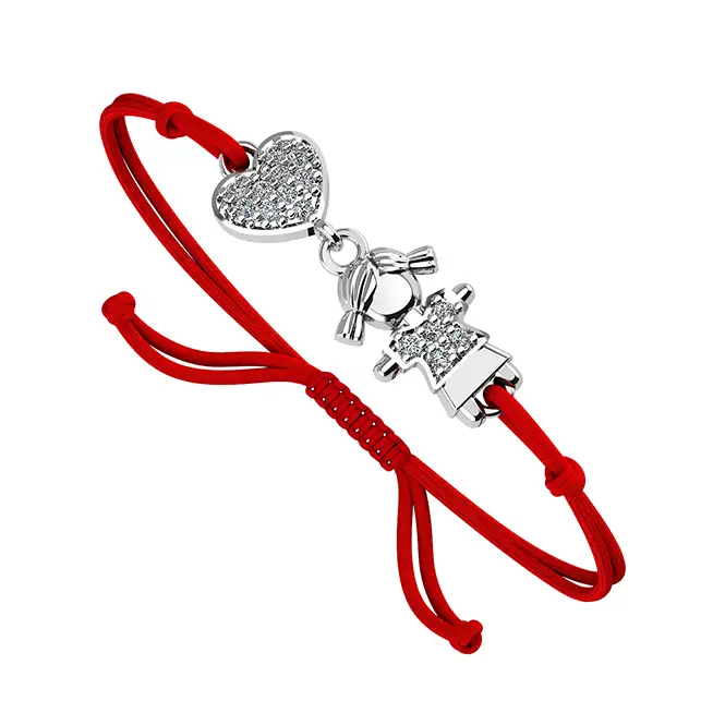 Браслет на нити с серебряными элементами