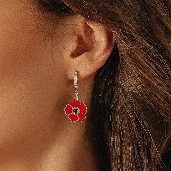 Серебряные серьги с фианитами и эмалью