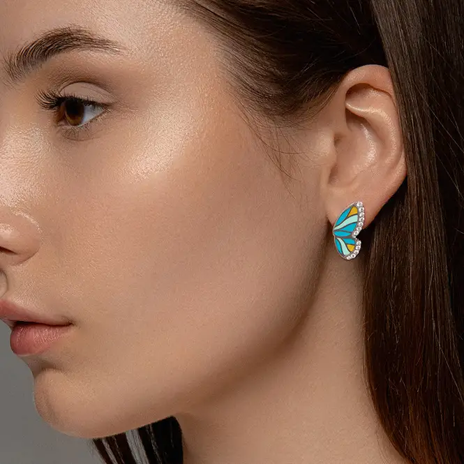 Серебряные серьги с эмалью