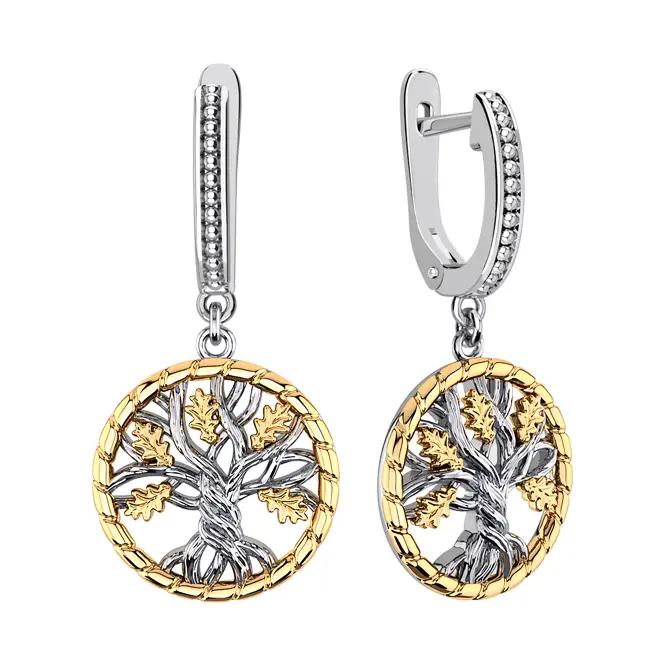 Серебряные серьги с золочением