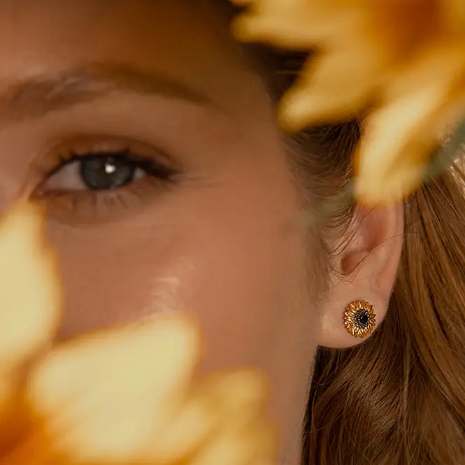 Серебряные серьги с фианитами и золочением