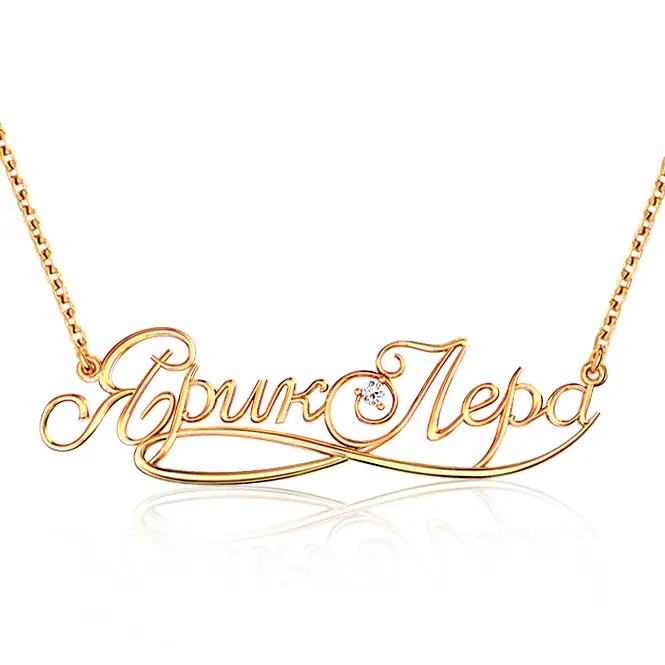 Золотое колье с фианитом