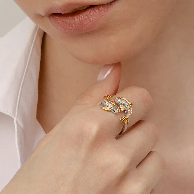 Серебряное кольцо с золочением