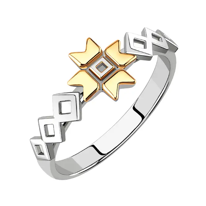Серебряное кольцо с золочением