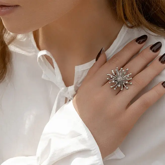 Серебряное кольцо с фианитами