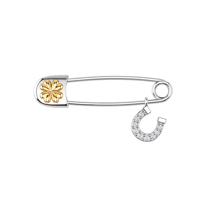 Серебряная брошь с фианитами и золочением