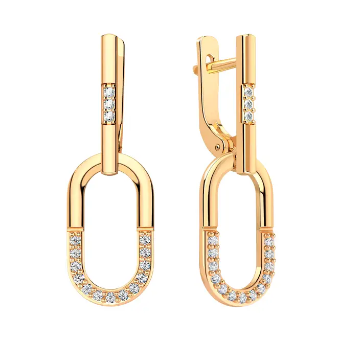 Золотые серьги с фианитами