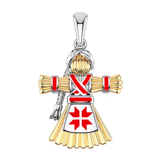 Серебряный кулон с эмалью и золочением