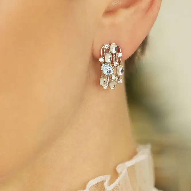 Серебряные серьги с натуральными топазами