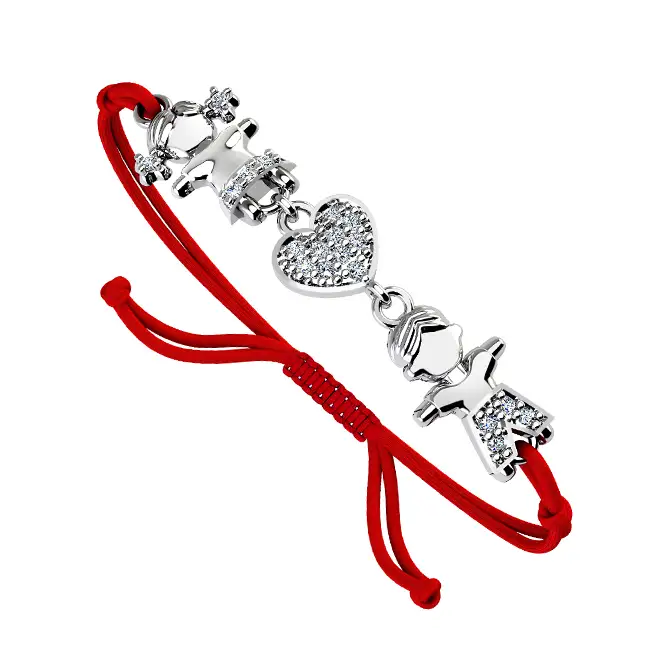 Браслет на нити с серебряными элементами