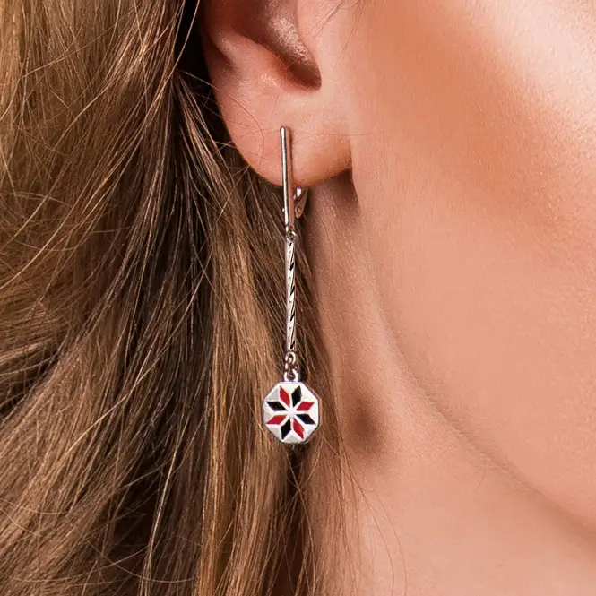 Серебряные серьги с эмалью