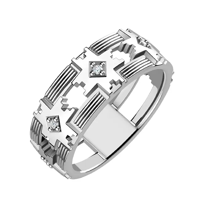 Серебряное обручальное кольцо с фианитами