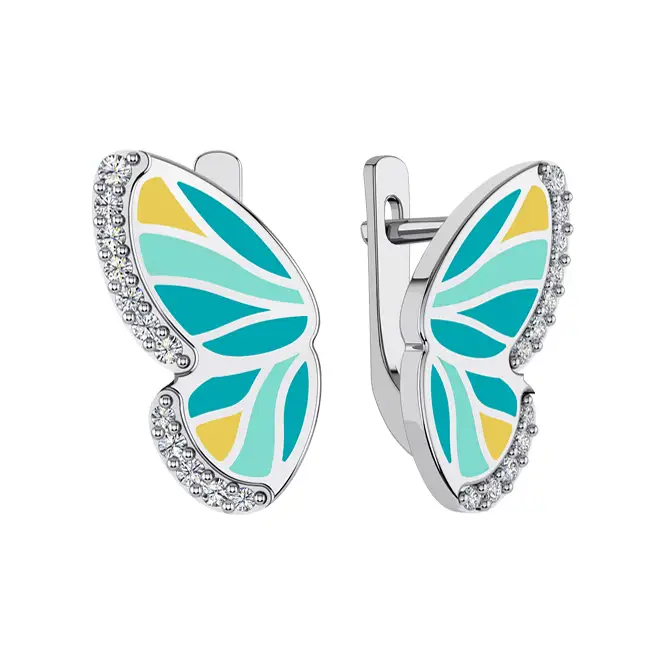 Серебряные серьги с эмалью