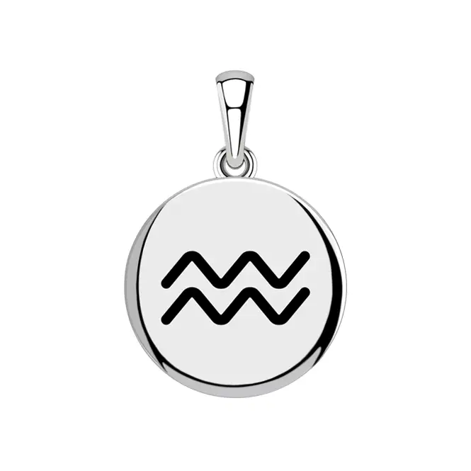 Серебряный кулон с эмалью "Водолей"